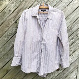 Banana Republic Womens Light Gray Striped Shirt Medium